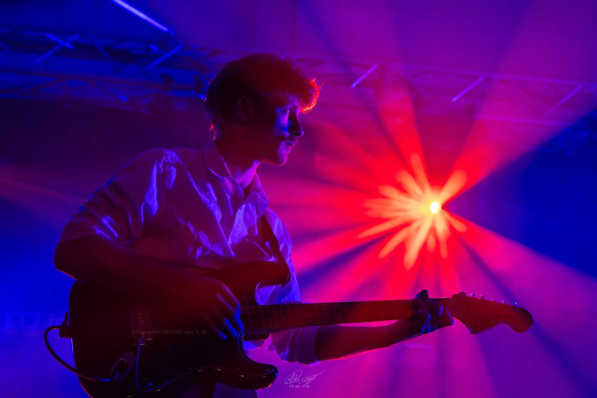 Guitarist Pink Blue Lights