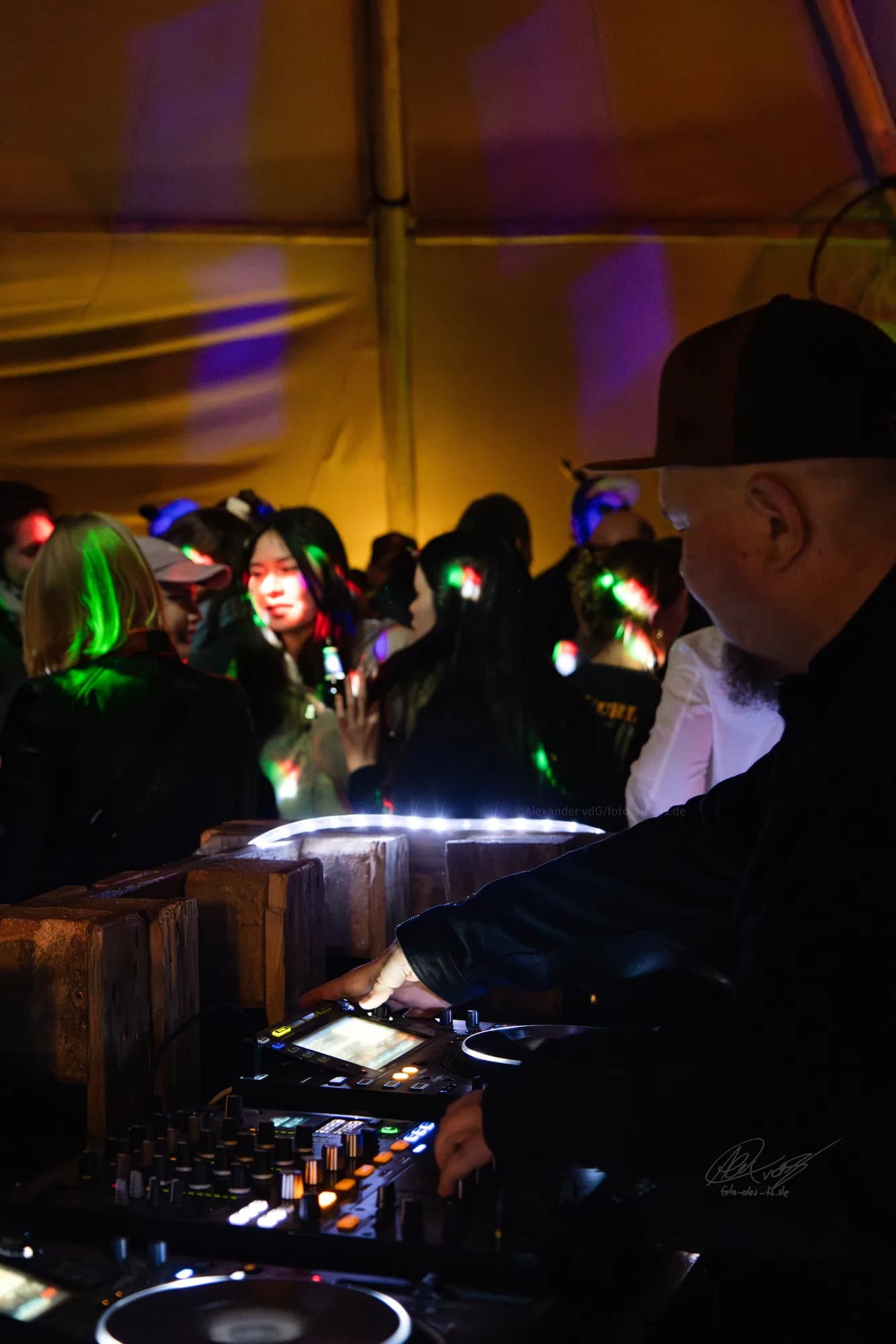 Silhouetted Performer Blue Lights