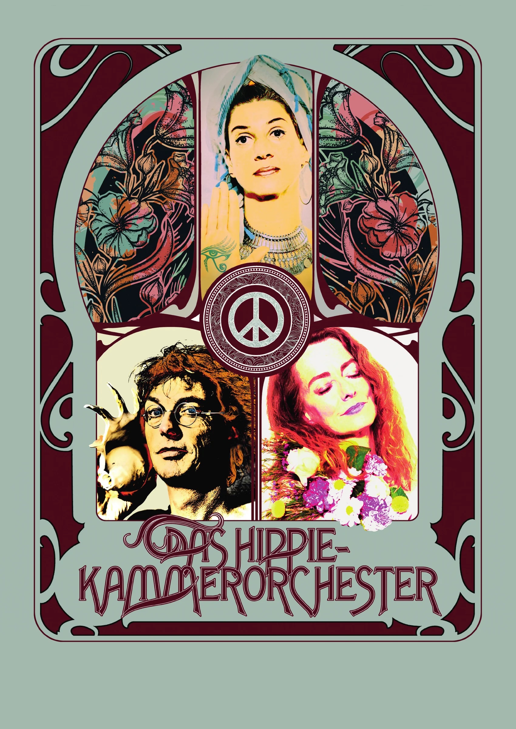 Press poster for Hippie Kammerorchester with three portrayed band members
