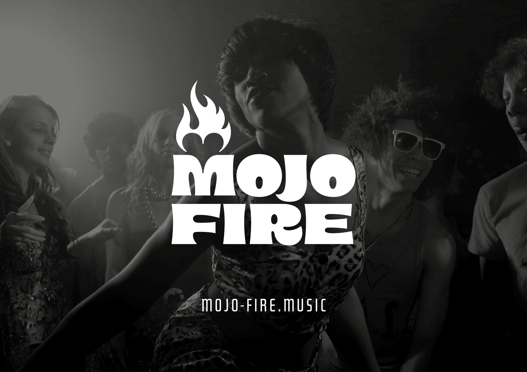 Mojo Fire band performing live on stage with horns and strings
