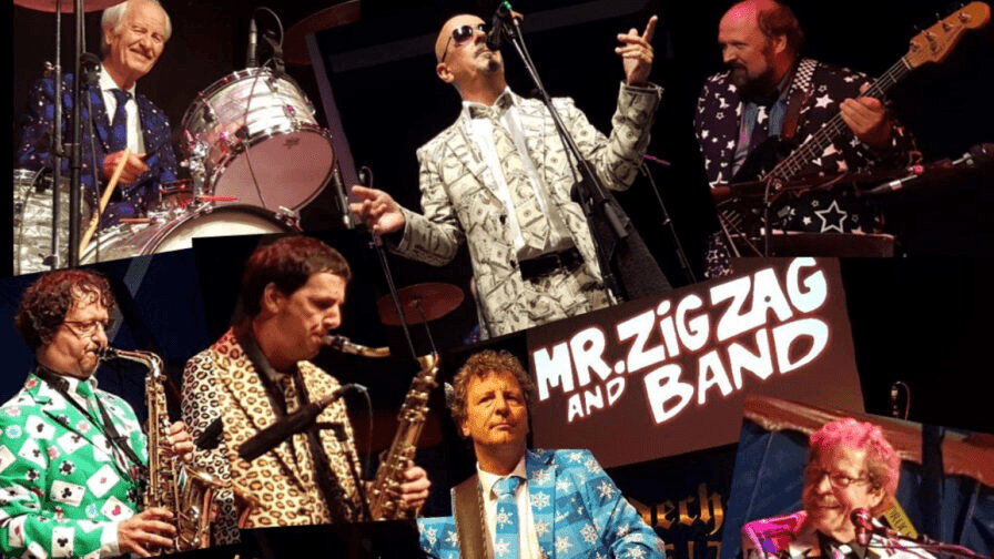 Mr. Zigzag & Band performing live on stage